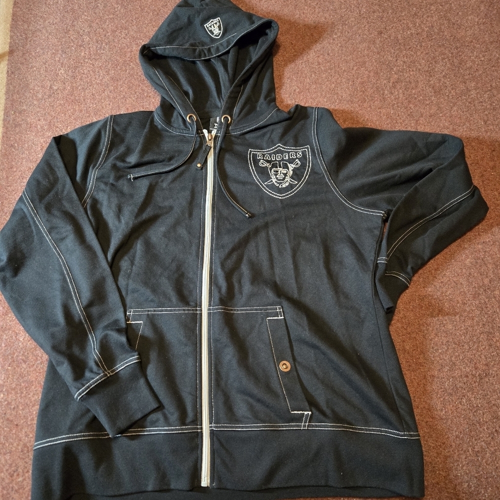 Raiders Hoodie Women's Size XL Black Grey Stitching Embroidered Vegas Oakland